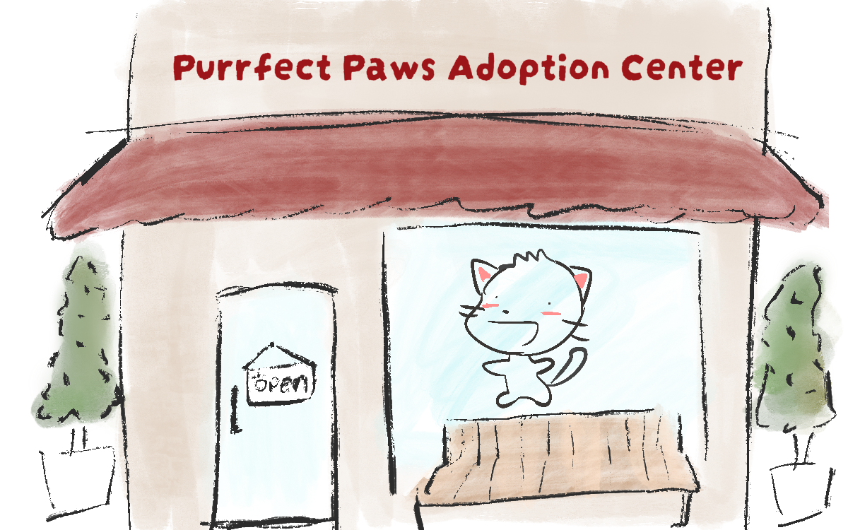 front of purrfect paws adoption center